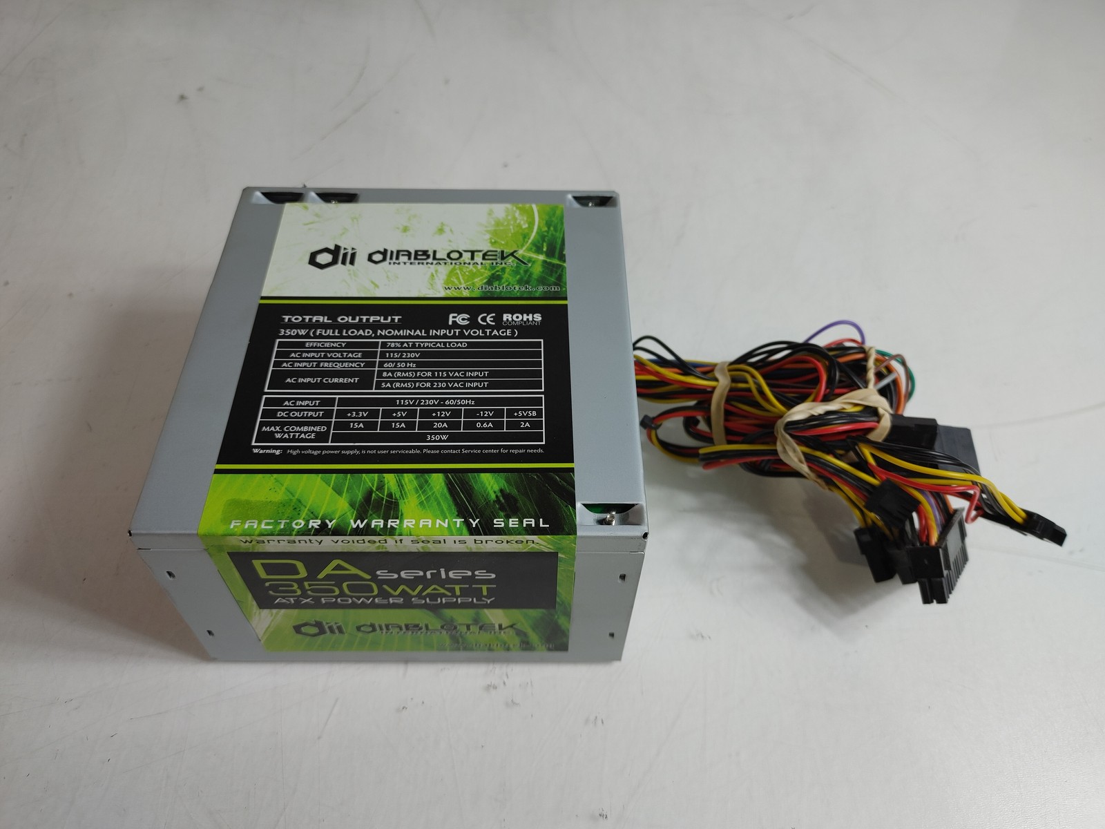 Diablotek DA Series 350 W 20+4 Pin ATX Desktop Power Supply PSDA350