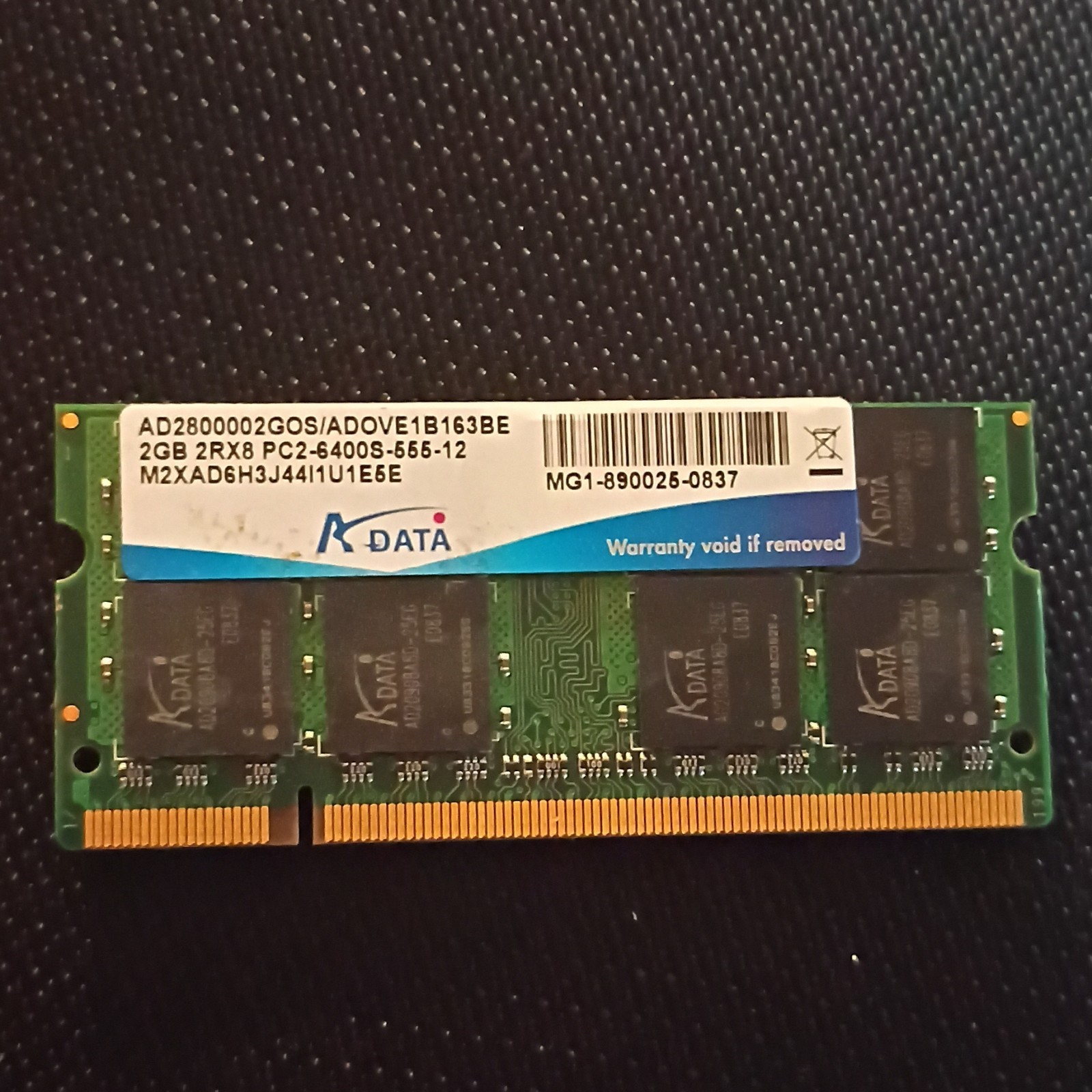 ADATA 2GB DDR2 SDRAM SO-DIMM PC2-6400 200-Pin 1 Module Laptop RAM Module