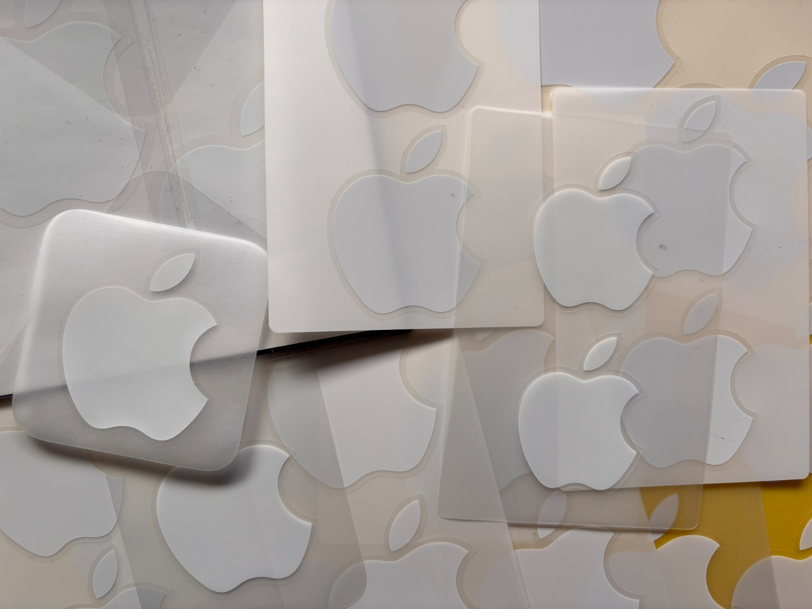 Genuine OEM Apple White Logo 29 Stickers / Decals and 2 Apple Logo Cloths, New