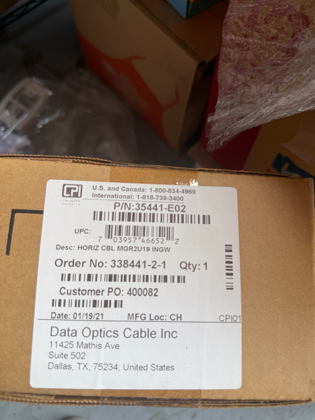 CPI 35441-E02 2U 19" Horizontal Cable Manager Rack Mount Finger Duct NEW