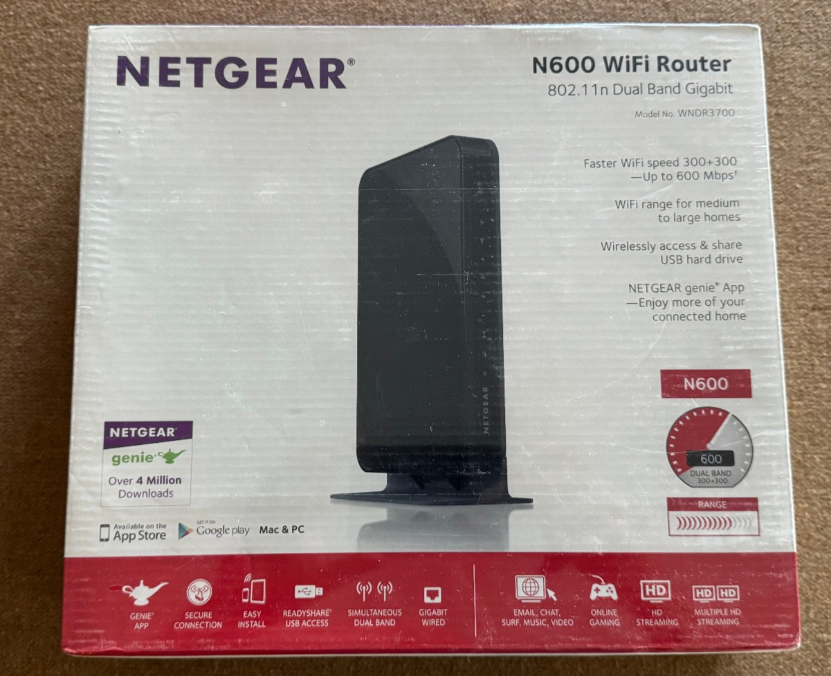 NETGEAR WNDR3700v5 N600 Dual Band Gigabit WiFi Router NOS Factory Sealed