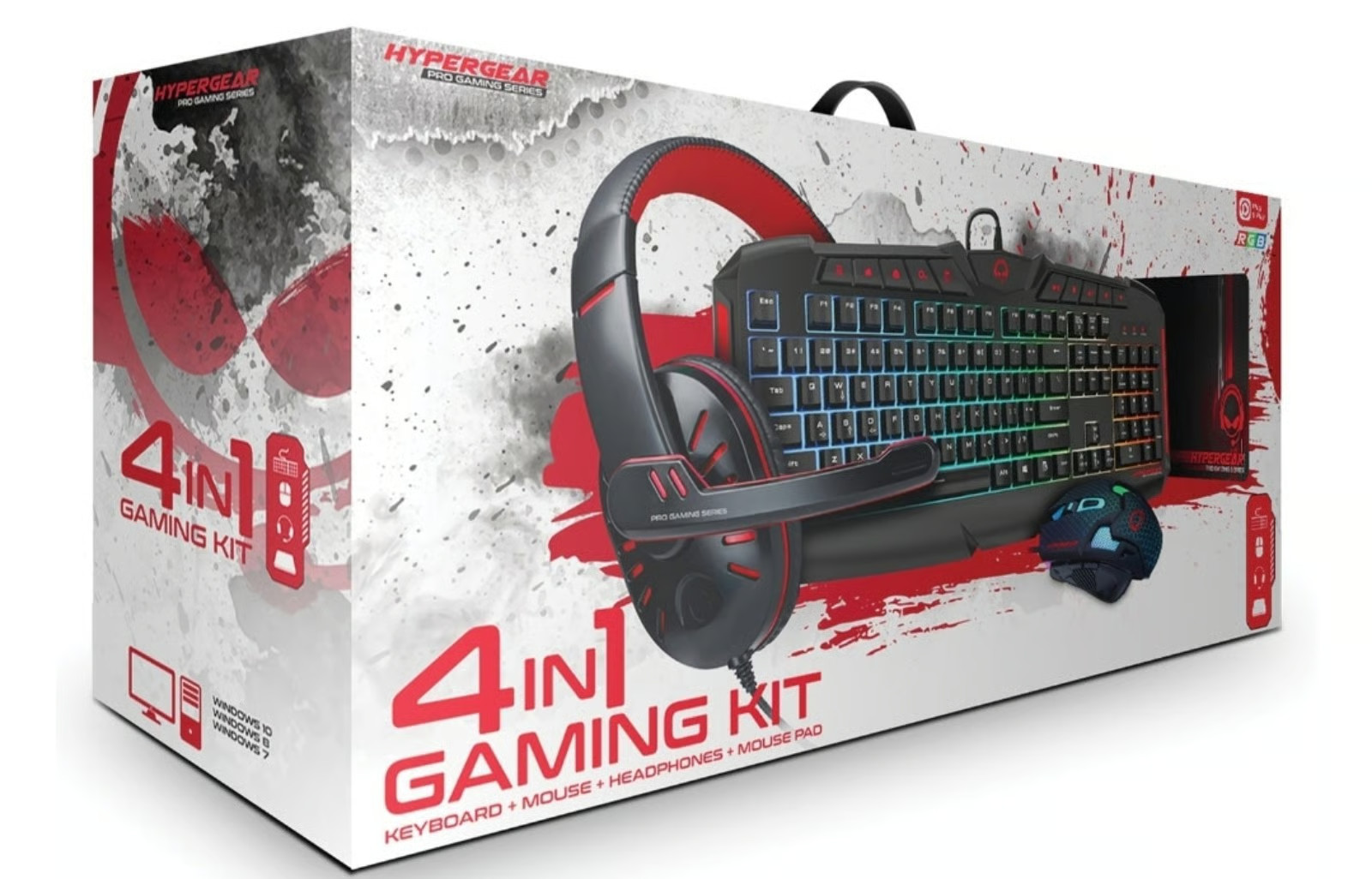 HyperGear Pro Gaming Series 4-in-1 Gaming Kit Keyboard Headphones Mouse Mousepad