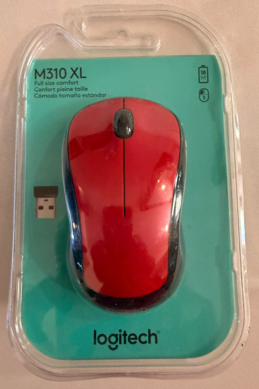 Logitech M310 XL Wireless Mouse Red Top Shell NEW/SEALED
