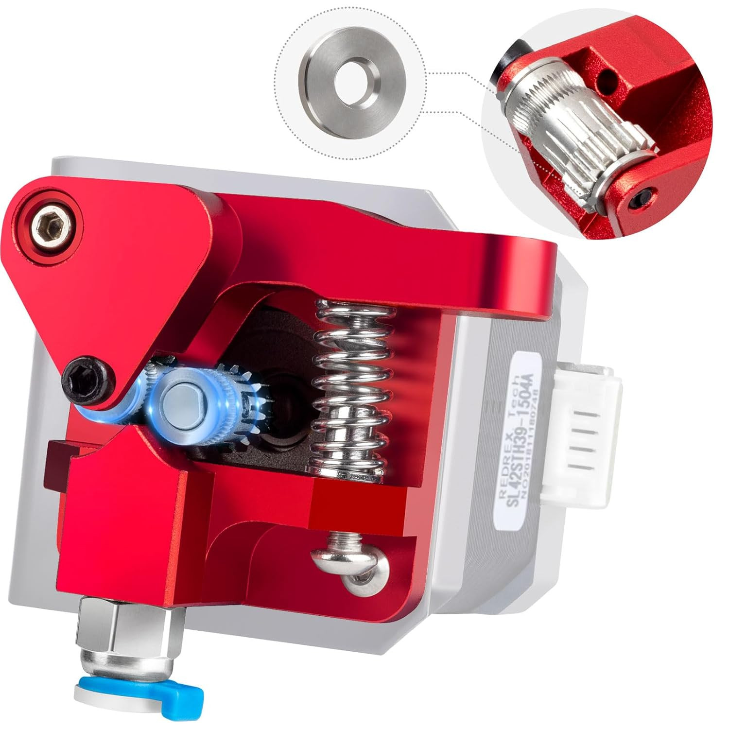 Dual Gear Ender 3 Extruder with Two Washers Metal Drive Feeder Upgrade
