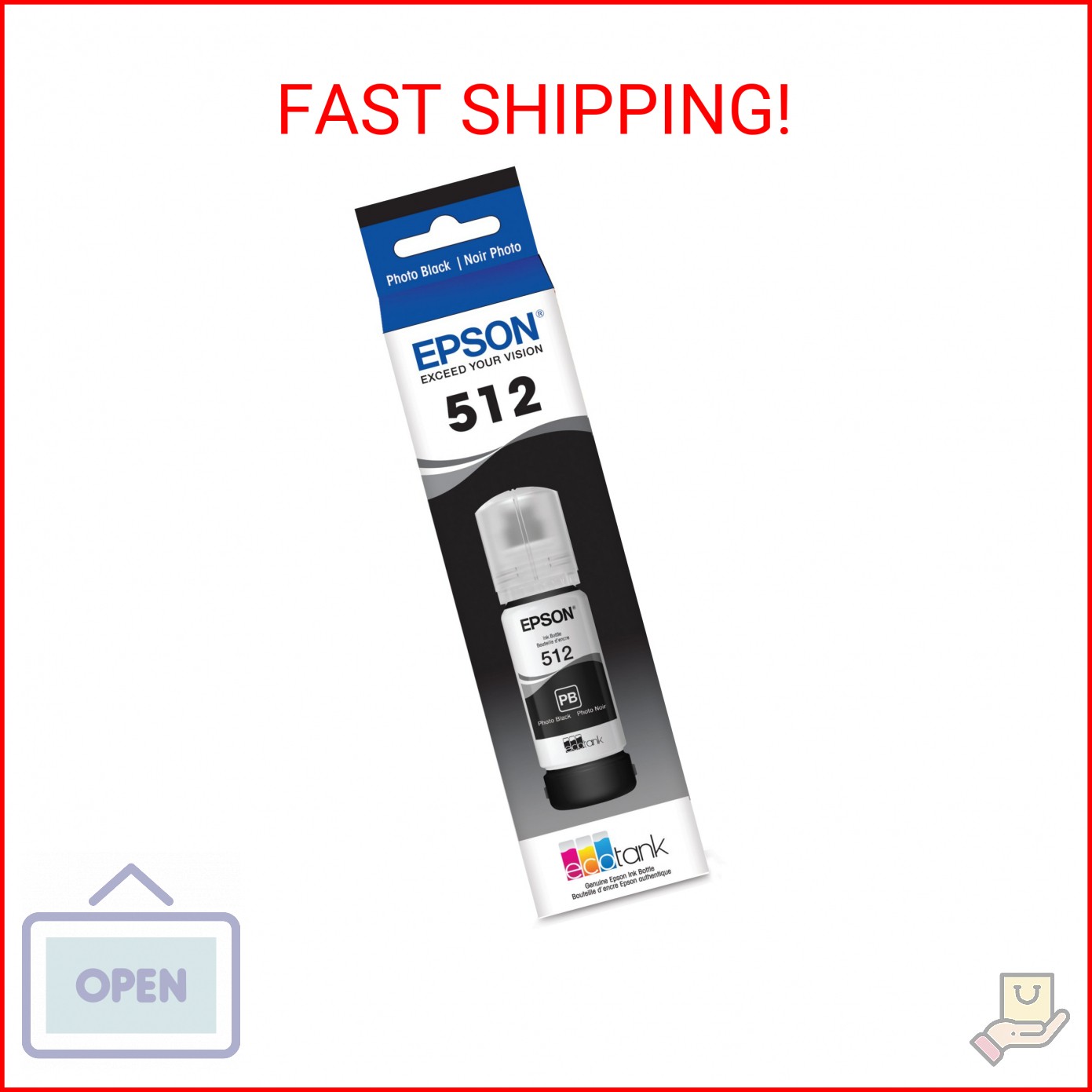 EPSON 512 EcoTank Ink Ultra-high Capacity Bottle Photo Black (T512120-S) Works w
