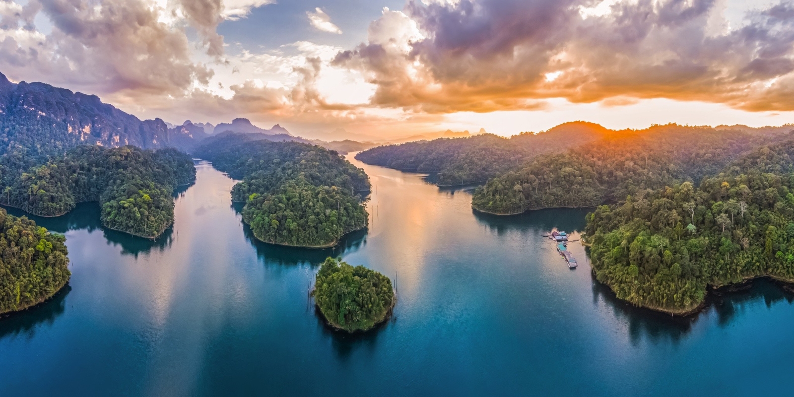 Landscape lake sunset thailand clouds island forest Custom Gaming Mat Desk