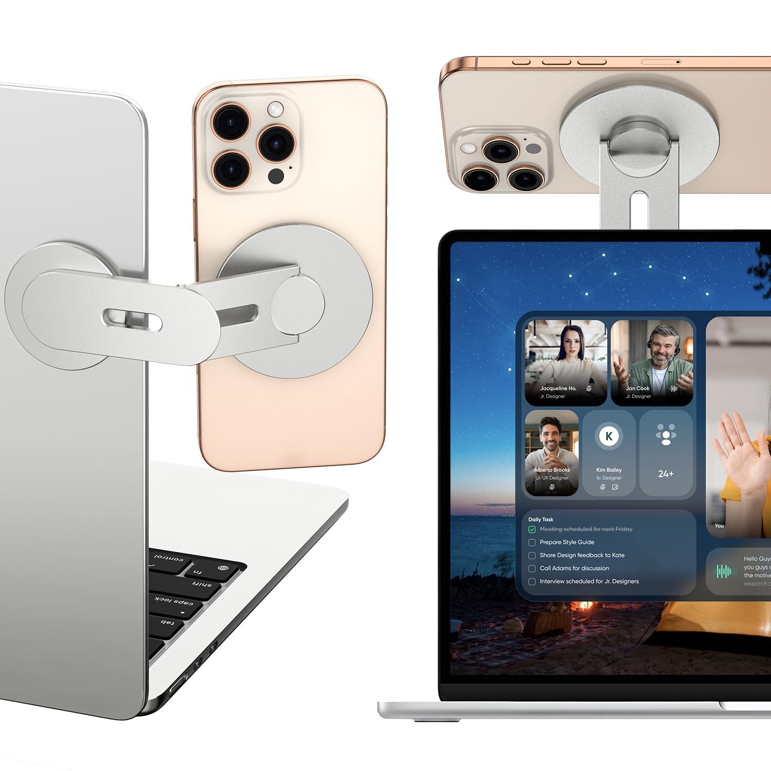 Magnetic Phone Holder for Laptop, 360° Adjustable MacBook Monitor Side Mount ...