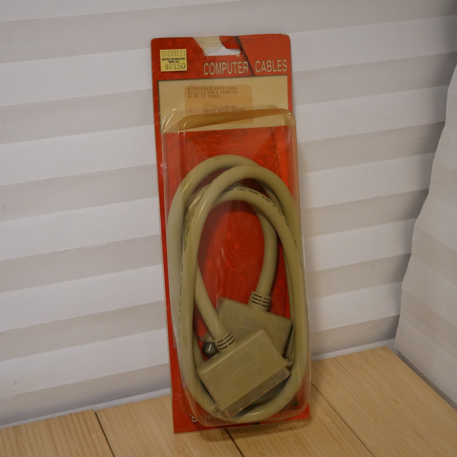 NOS Packaged Vintage 6 foot SCSI Cable - Centronics 50 (Male to Male) C-27DS