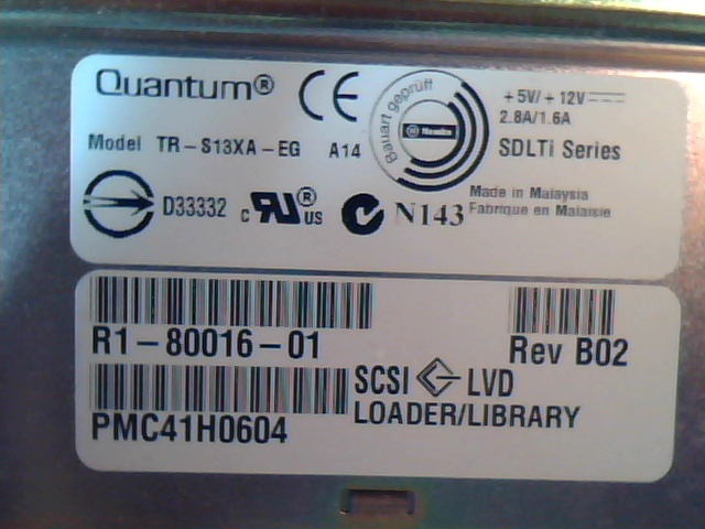 DLT Tape Drive Quantum TR-S13XA-EG R1-80016-01 B02 A14 SDLTi Series SCSI LVD 