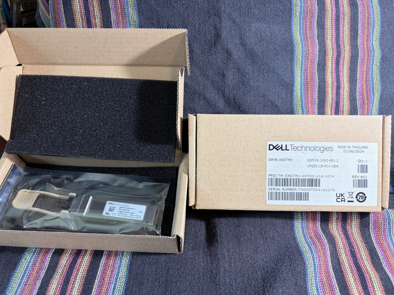 (2) Dell 0XDTMJ 100G QSFP28 SR1.2 Optical Transceiver Module (LMQ8511B-PC+-DEN)