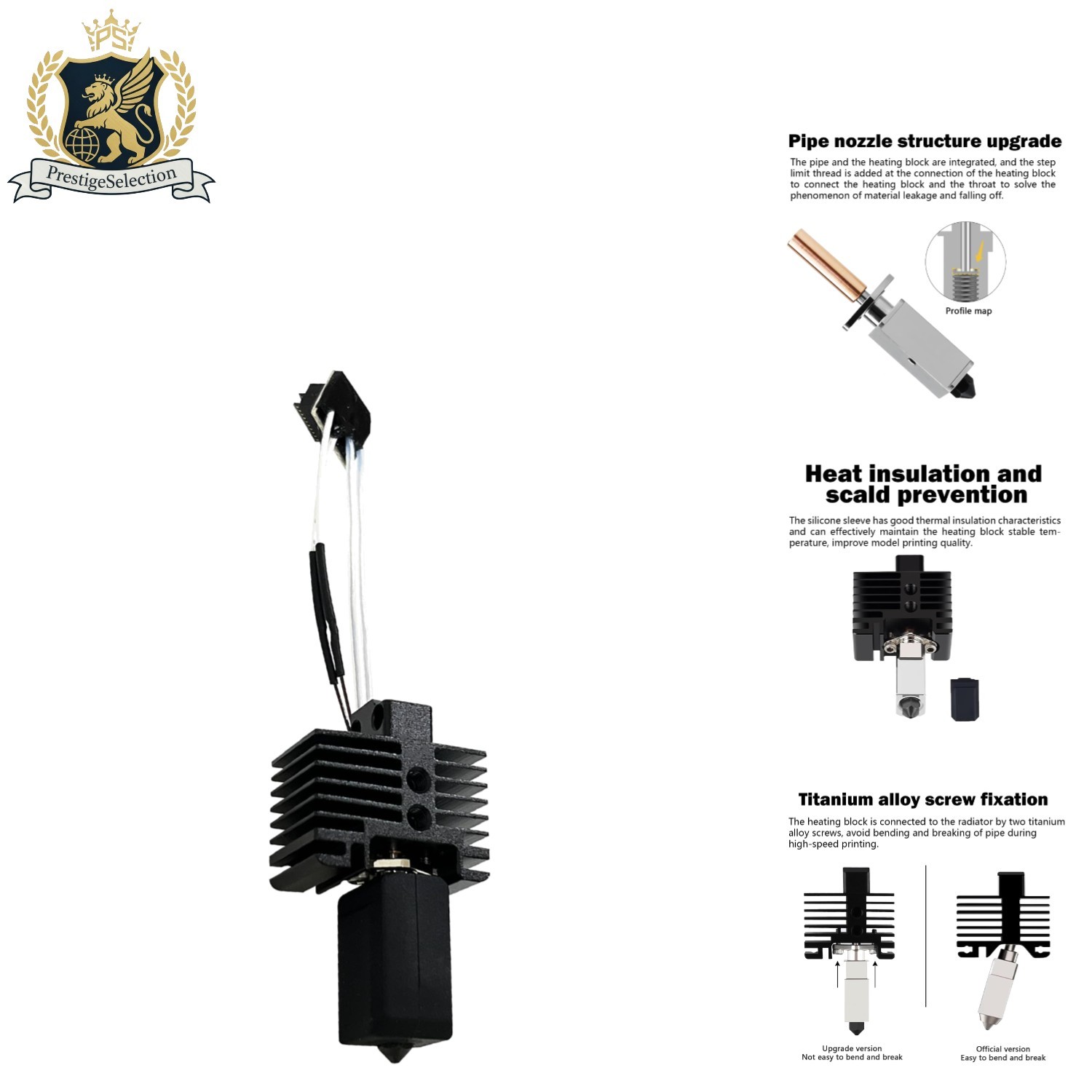 Durable 0.4MM Hardened Steel Nozzle Hotend Extruder Kit - High-Speed 3D Printing