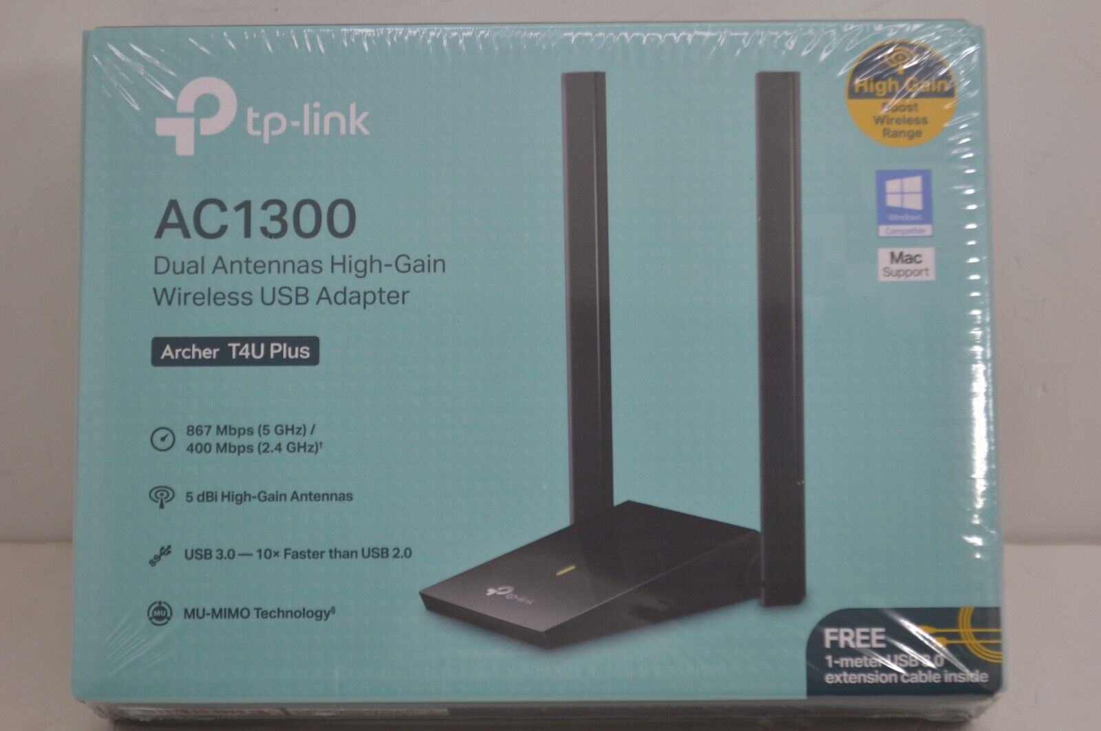TP-Link Archer T4U Plus AC1300 Wireless Dual Band MU-MIMO USB 3.0 Wi-Fi Adapter