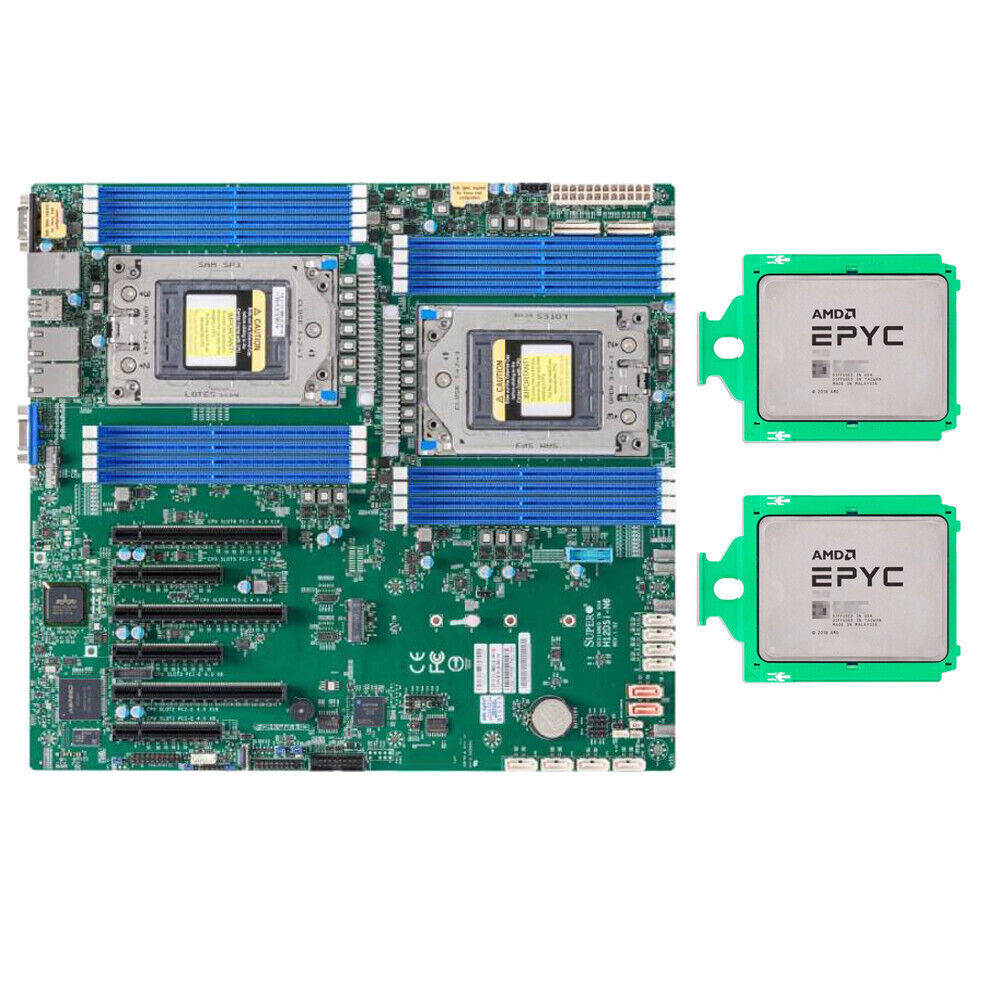 Supermicro H12DSI-N6 E-ATX Motherboard + 2x AMD EPYC 7402 , 24 Cores 2,8 GHz CPU