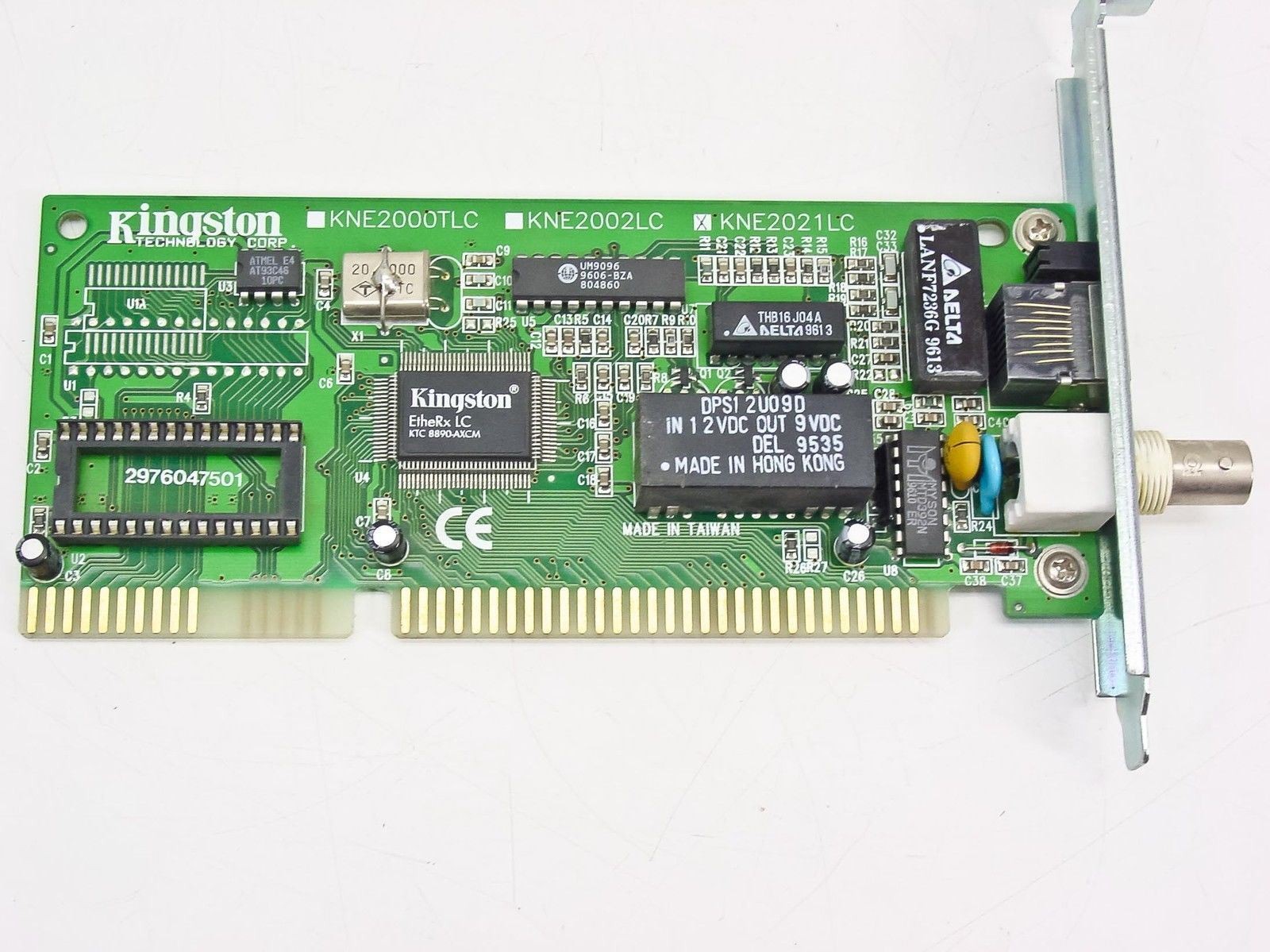 Kingston KNE2021LC ISA Ethernet Network Card BNC Coax RJ45 10Base-T 10Base-2