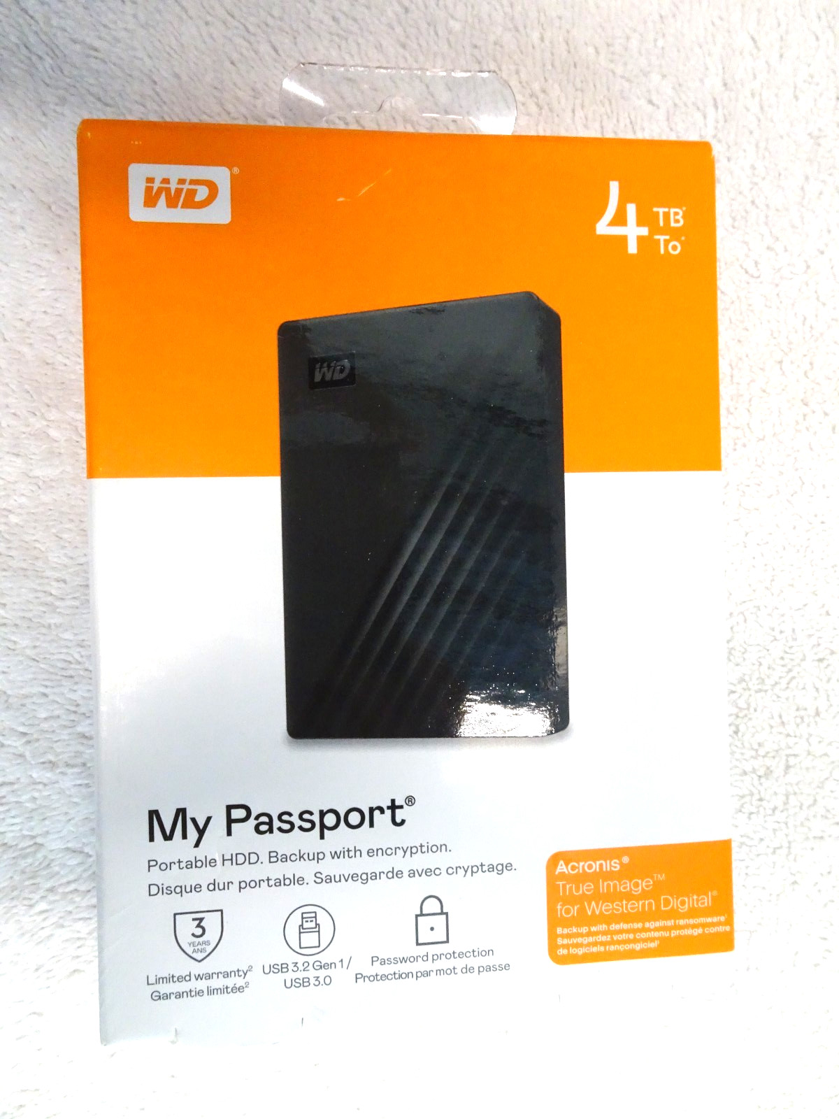 WD 4TB My Passport, Portable External Hard Drive Black Brand New