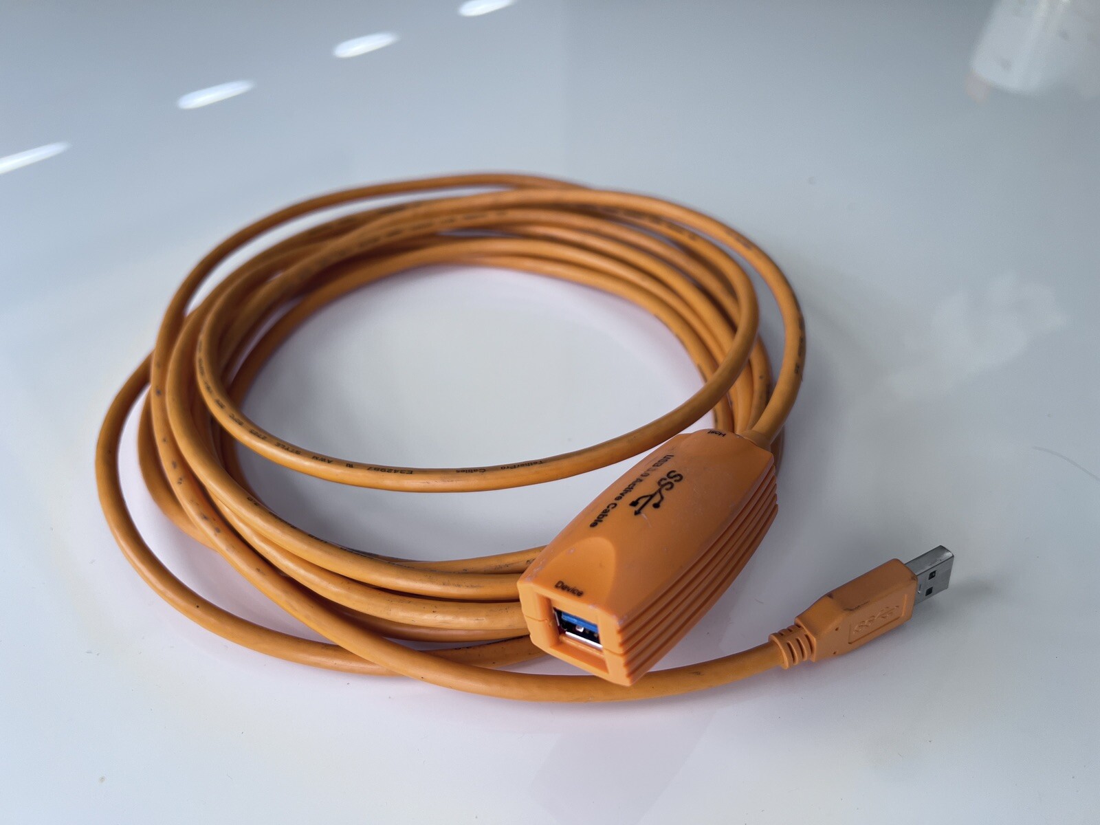 Tether Tools TetherPro 16ft USB 3.0 Active Extension Cable, Hi-Visibility Orange