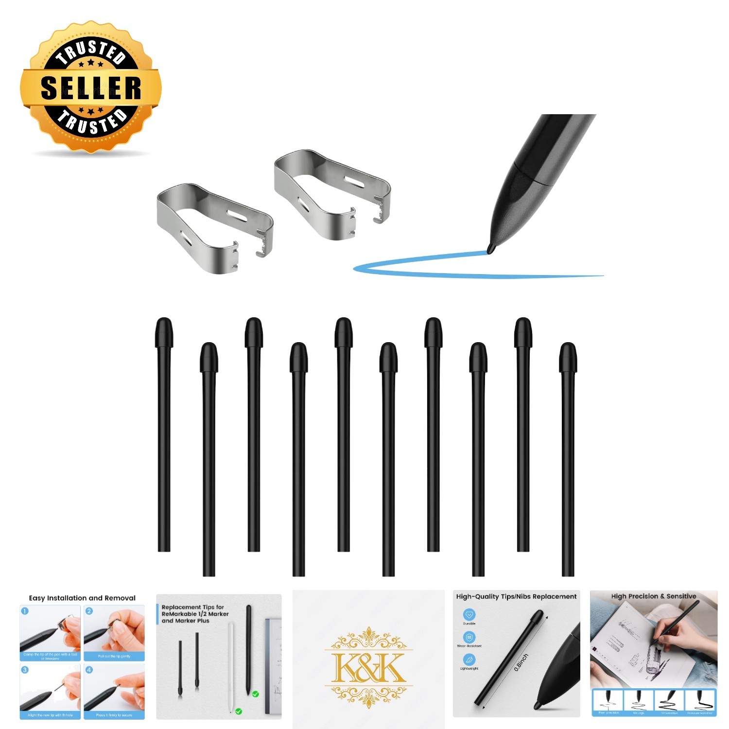 10PCS Replacement Tips for Remarkable Stylus - Precision & Durability, Black