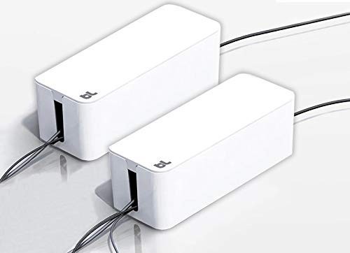 Cable Management System - Cord Organizer Box - Pack of 2 - White - Tidy Up Cable