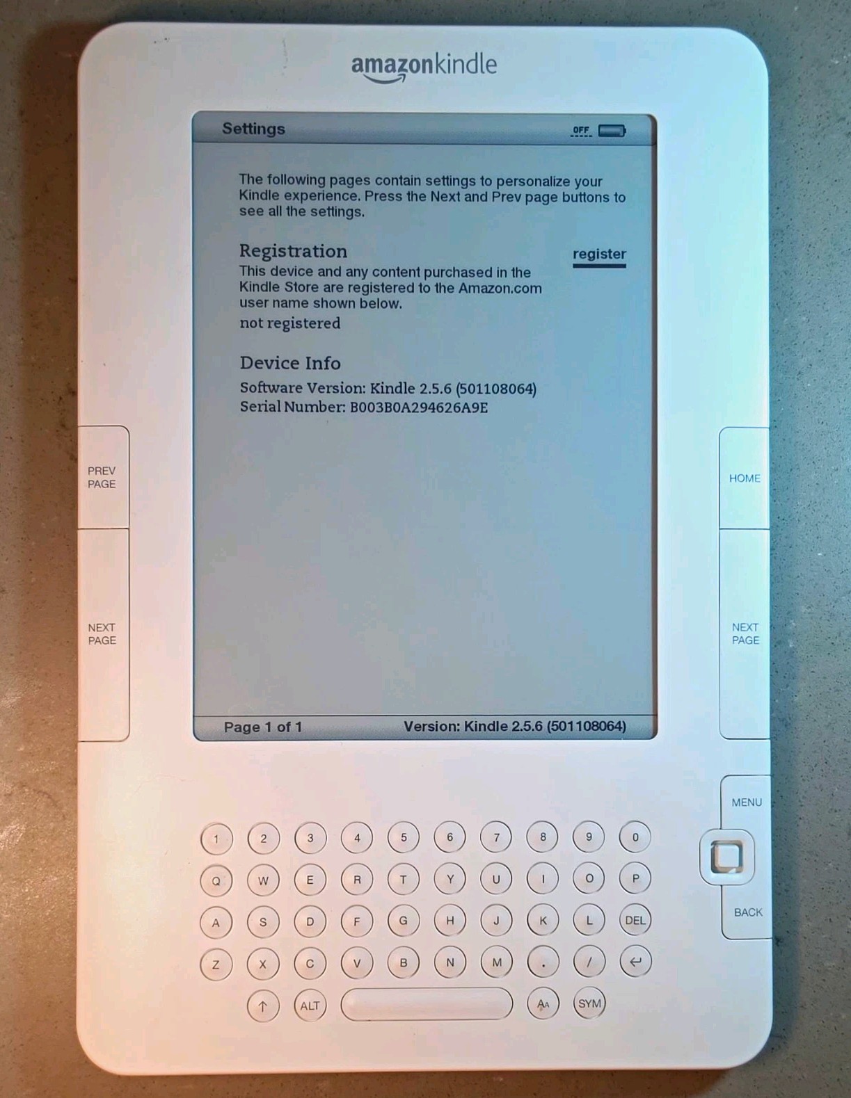 Amazon Kindle 2nd Generation (Model No. D00701)