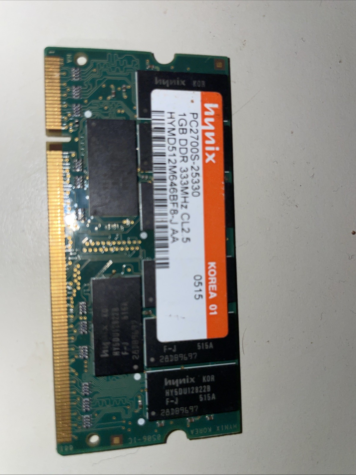 Hynix 1GB DDR 333MHz PC2700S Laptop RAM HYMD512M646BF8-J AA Vintage Mac ThinkPad