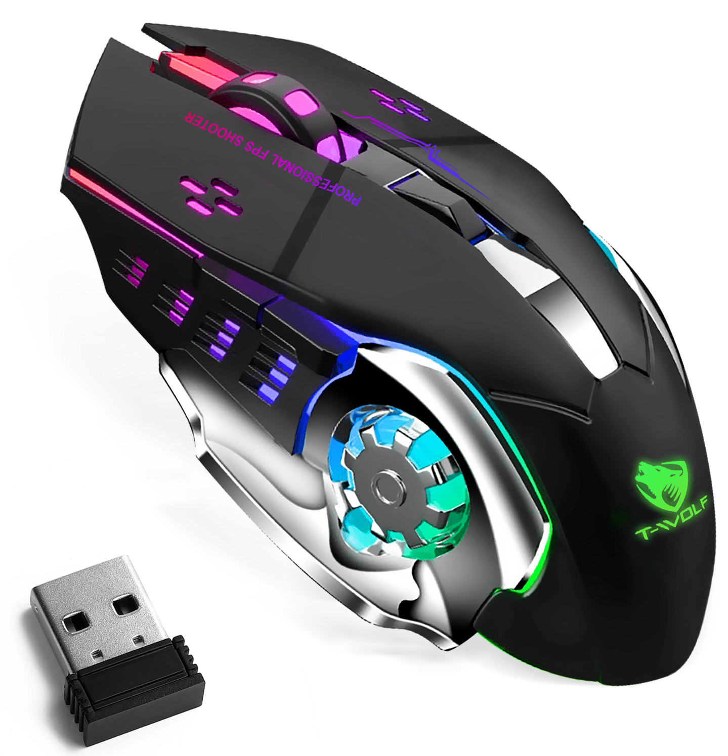 Raton Mouse Bluetooth Inalambrico con Retroiluminacion  USB Juegos PC Laptop