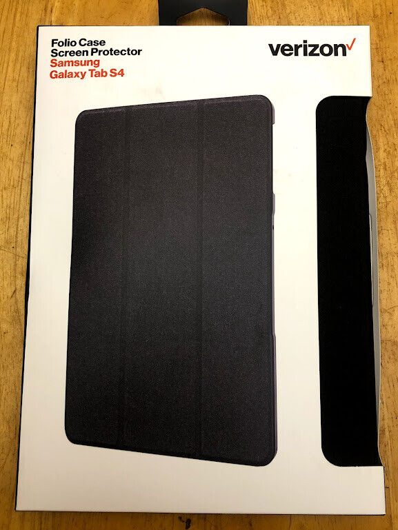 Verizon OEM Folio Case w/ Screen Protector for Samsung Galaxy Tab S4 - Black NEW