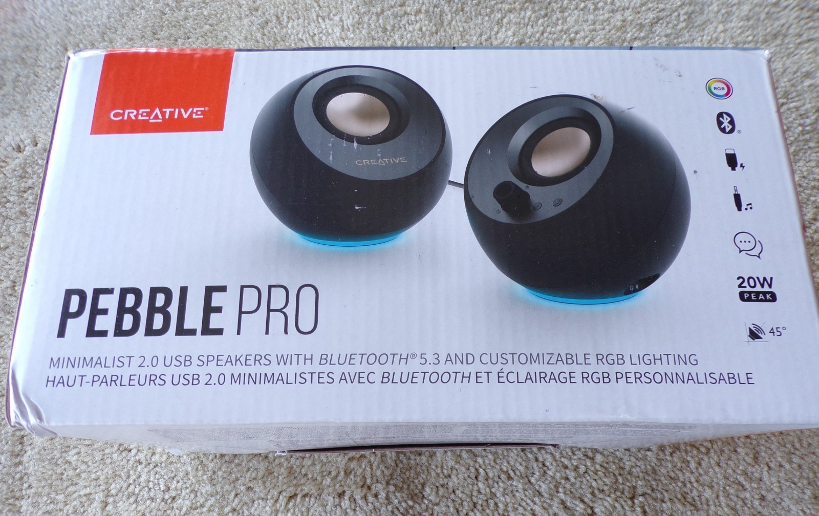 Creative Pebble Pro Minimalist 2.0 USB Speakers with Bluetooth, RGB Lighting @pS