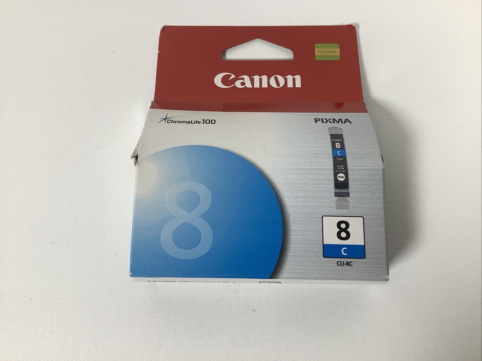 Genuine Canon PIXMA CLI-8C Cyan Ink Cartridge ChromoLife 100 -New and Sealed-