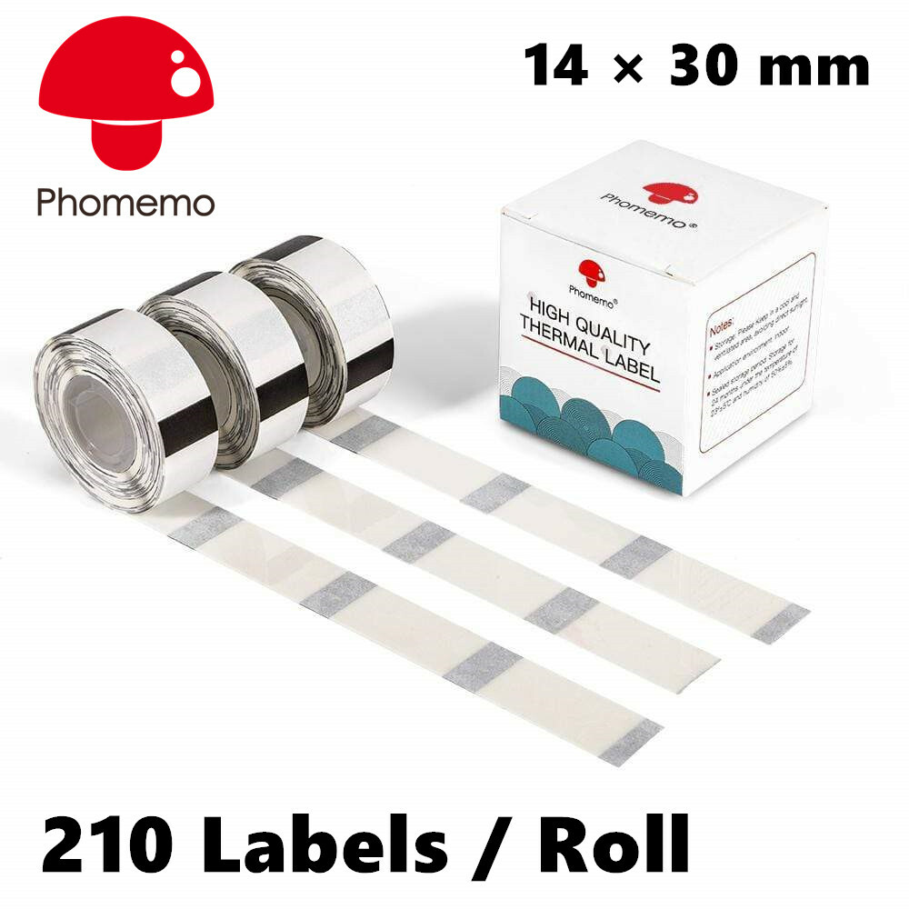 Phomemo 3 Rolls Clear Square 14 x 30 mm Transparent Self-Adhesive Thermal Label