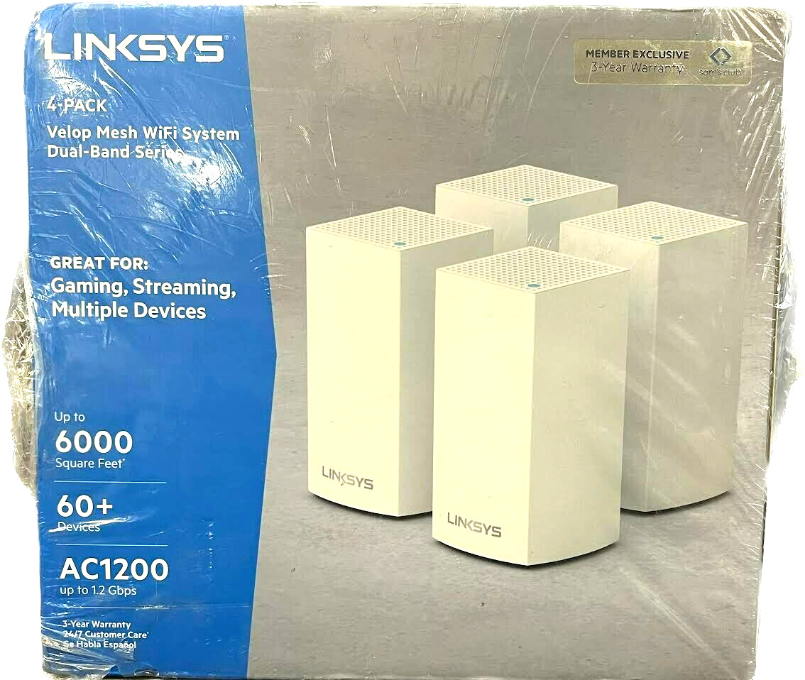 Linksys F5Z929-4A Velop Intelligent Mesh Wi-Fi System (4-Pack White)