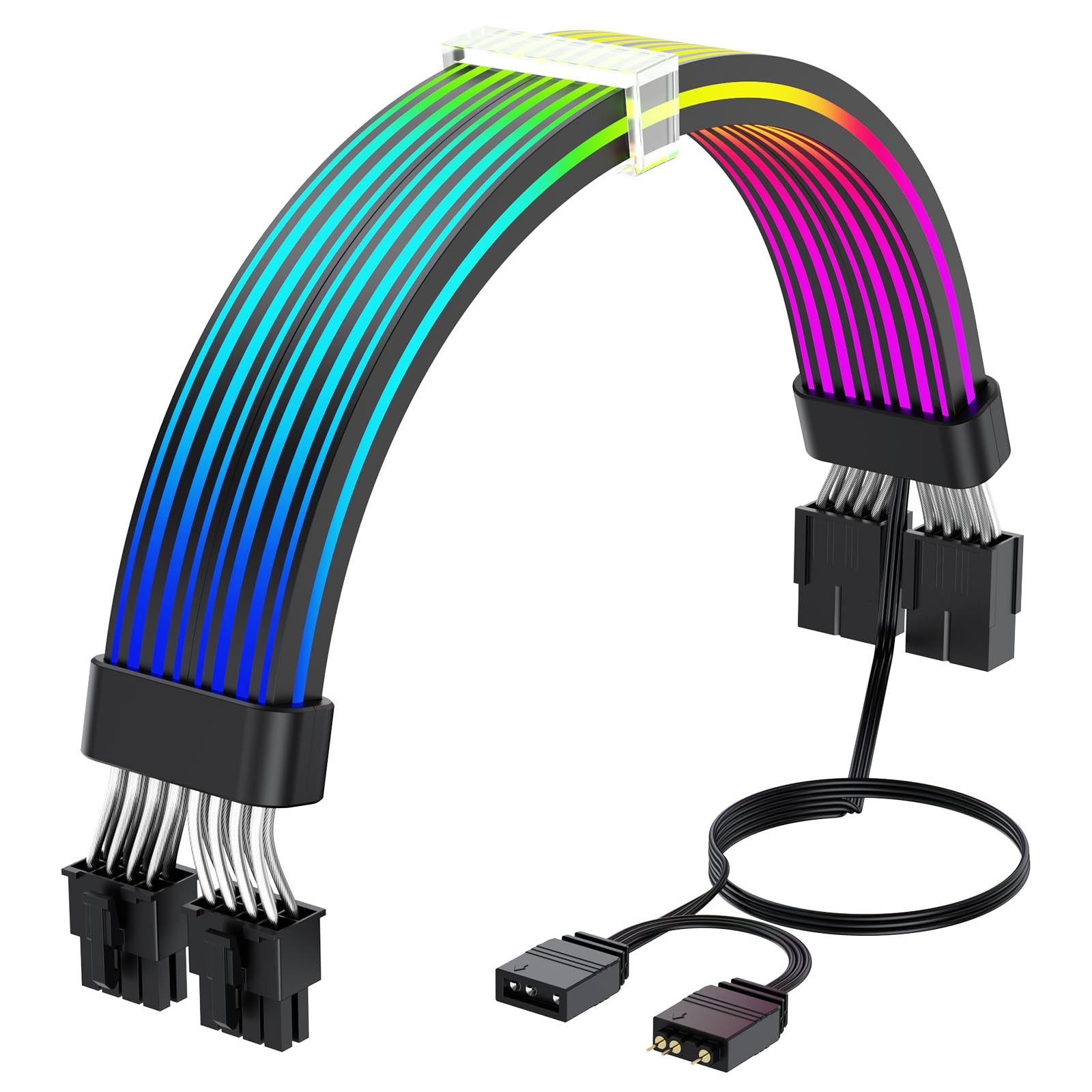 Sirlyr RGB PC Cables,Strimmer 2 * 8 pin PSU Extension Cable,5V 3Pin Sync ARGB...