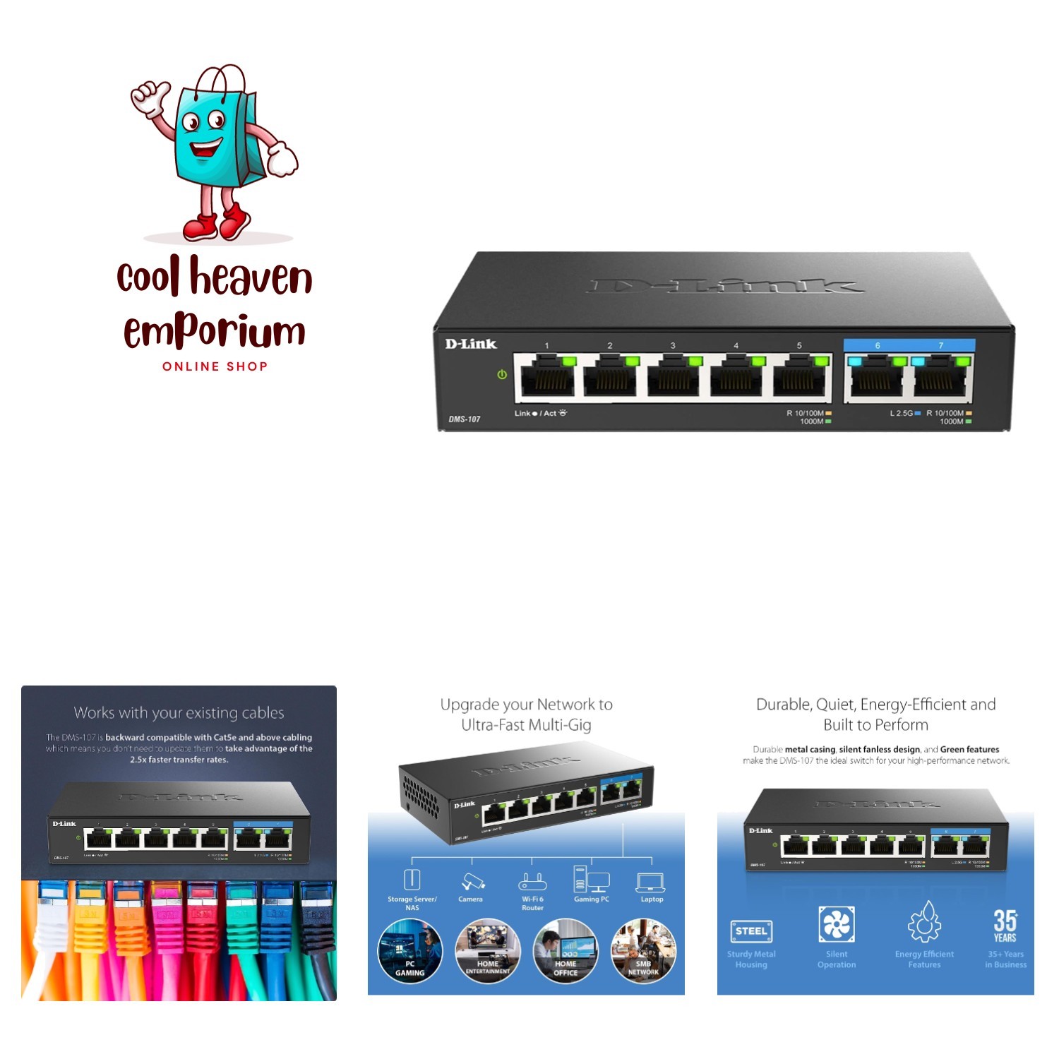 7-Port 2.5GB Unmanaged Gaming Switch - Perfect for High-Speed Networks