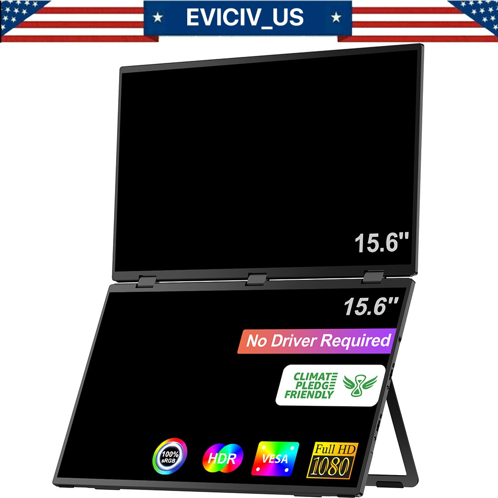 EVICIV 15.6" Triple Portable IPS Folding Gaming Monitor For Laptop PS6 Xbox 360
