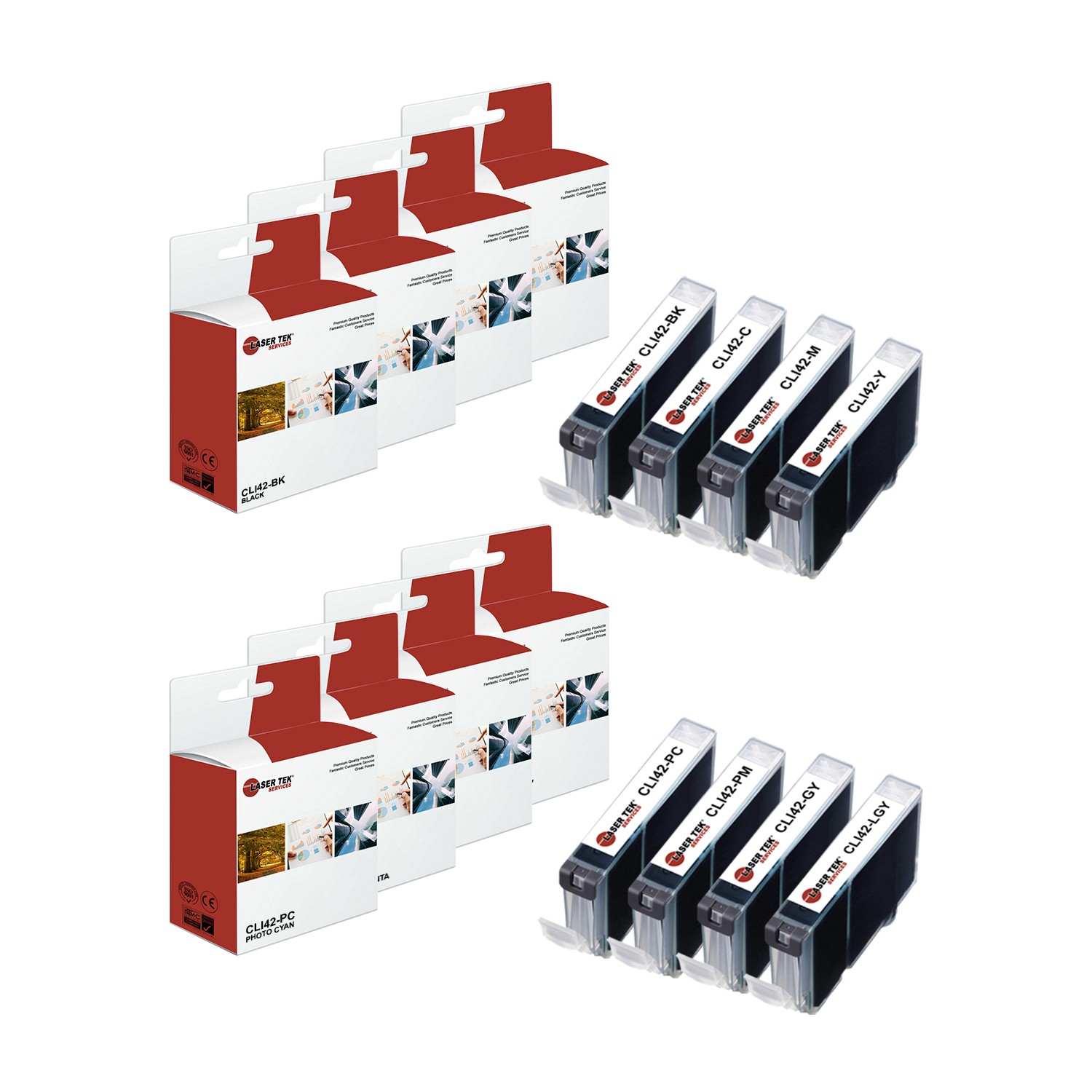 8Pk LTS CLI-42 BK/C/M/Y/PC/PM/GY/LGY HY Compatible for Canon Pixma PRO-100 Ink