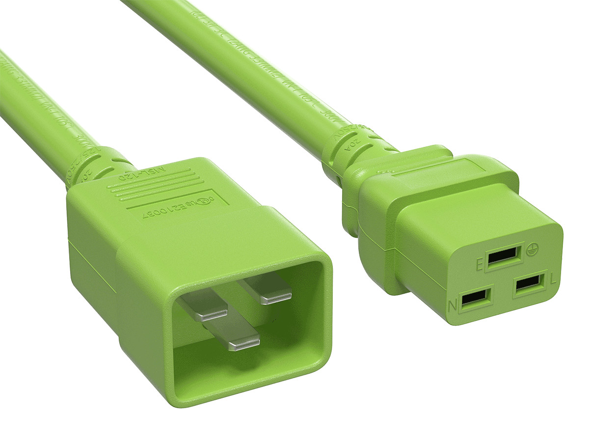 8ft IEC320 C20 to C19 Heavy Duty Extension Power Cord, 12AWG, SJT, 20A/250V, ...