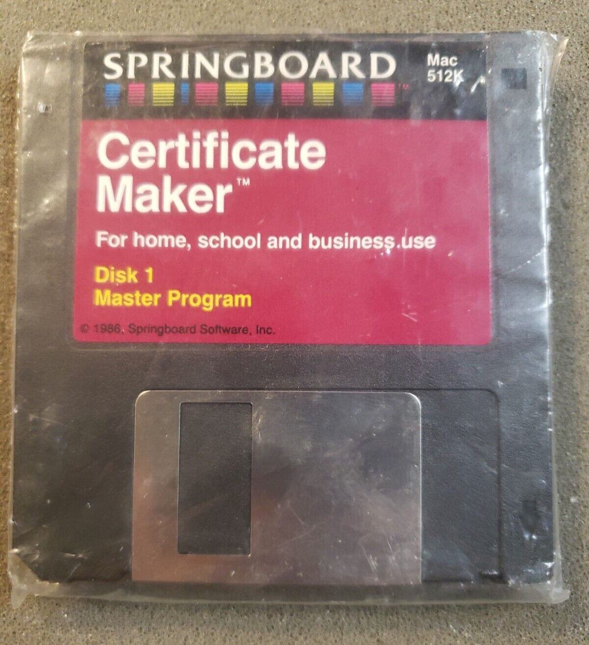 MAC  Springboard Certificate Maker Series 2 Disk mac 512k Vintage (DS1D4)......