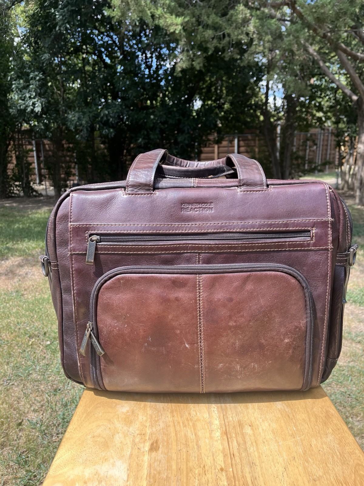 Vintage Kenneth Cole Reaction Leather Messenger Bag Briefcase Tote Handbag