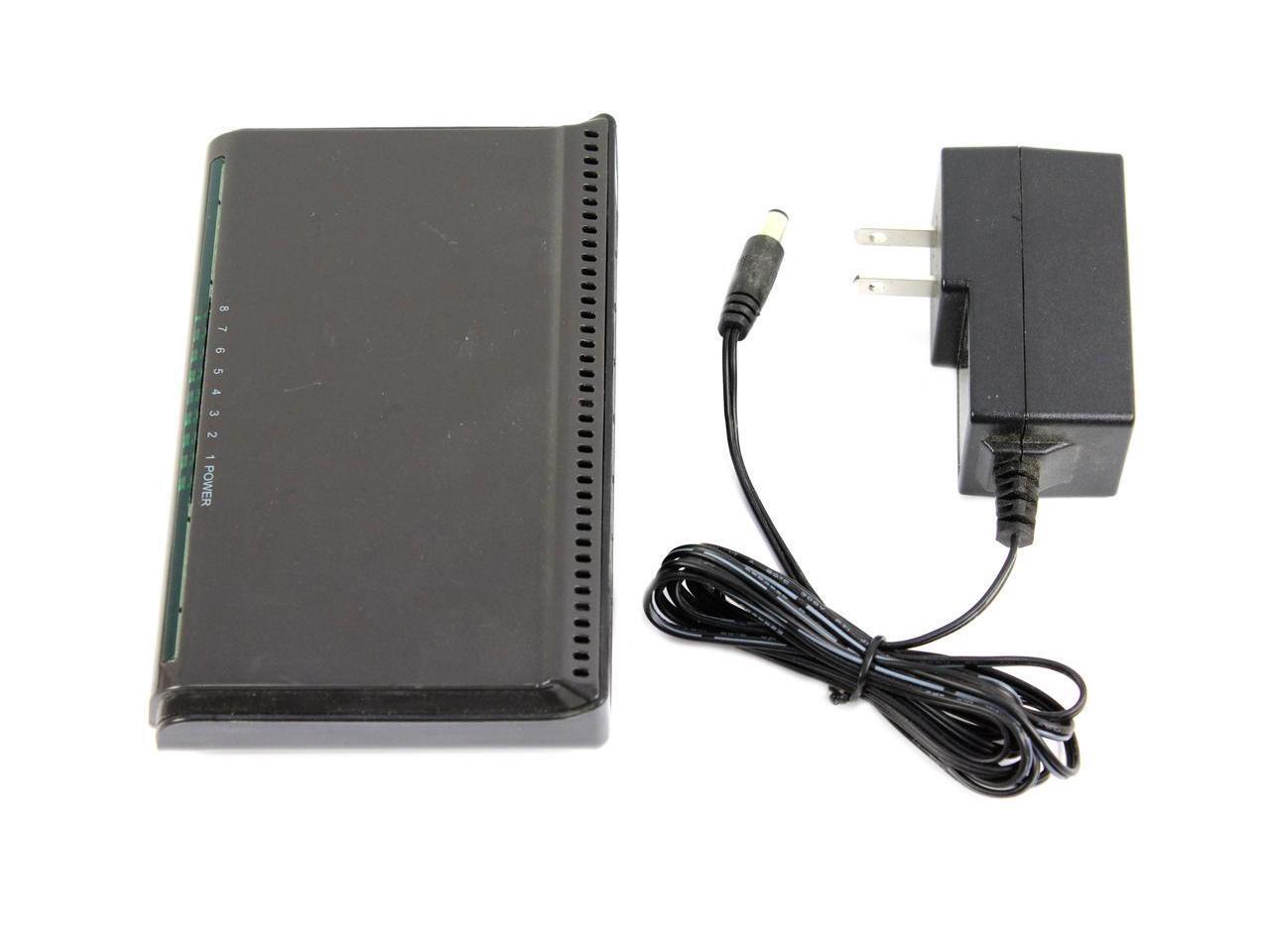 Genuine Monoprice 8 Port 10/100 Mbps Fast Ethernet Switch With Adpter Black M108