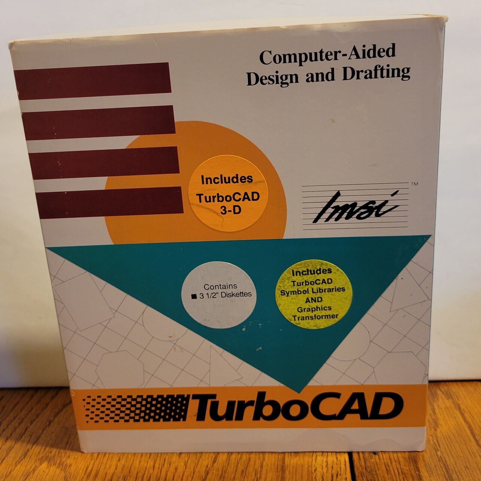 Vintage 1990 IMSI Turbocad 2D 3D 2 Diskettes Manuals Inserts Symbol Dictionary 