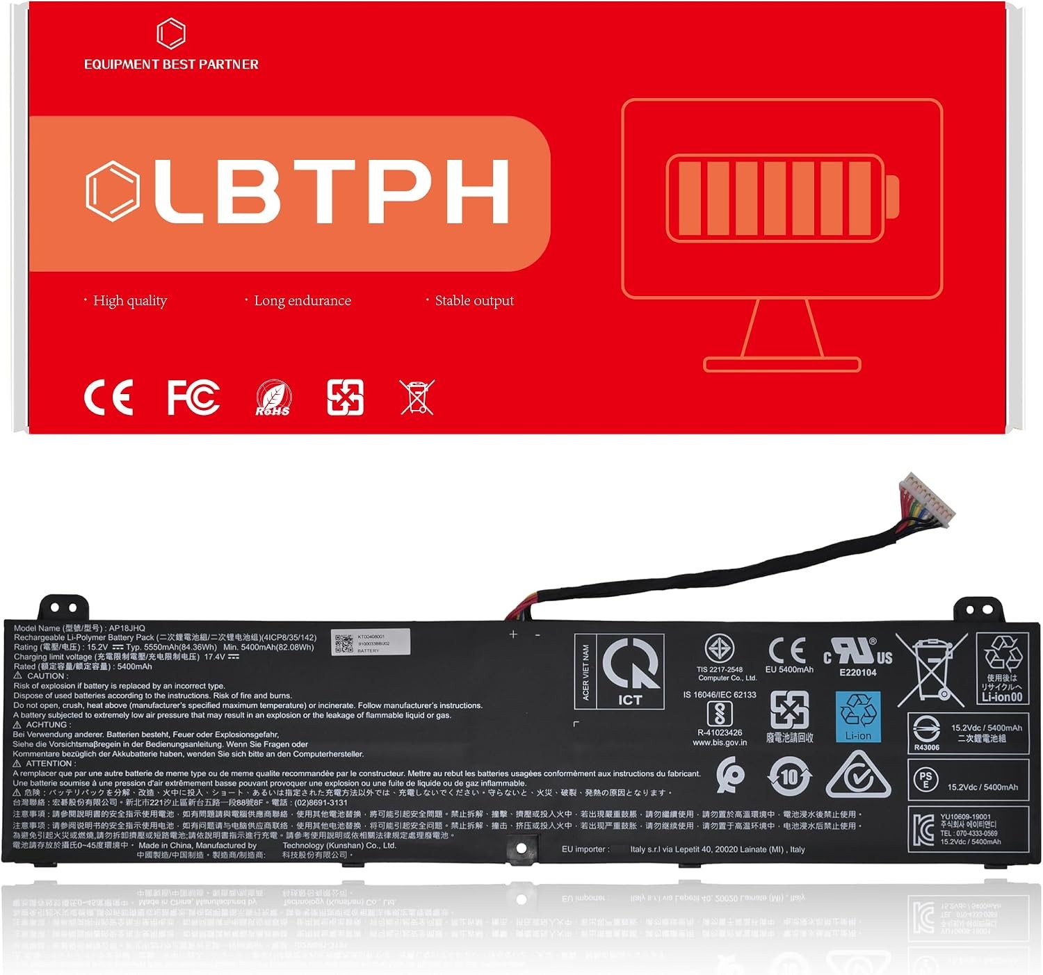 AP18JHQ Battery for Acer Predator Triton 500 PT515 51 PT515 51 550J 745Q 74D3