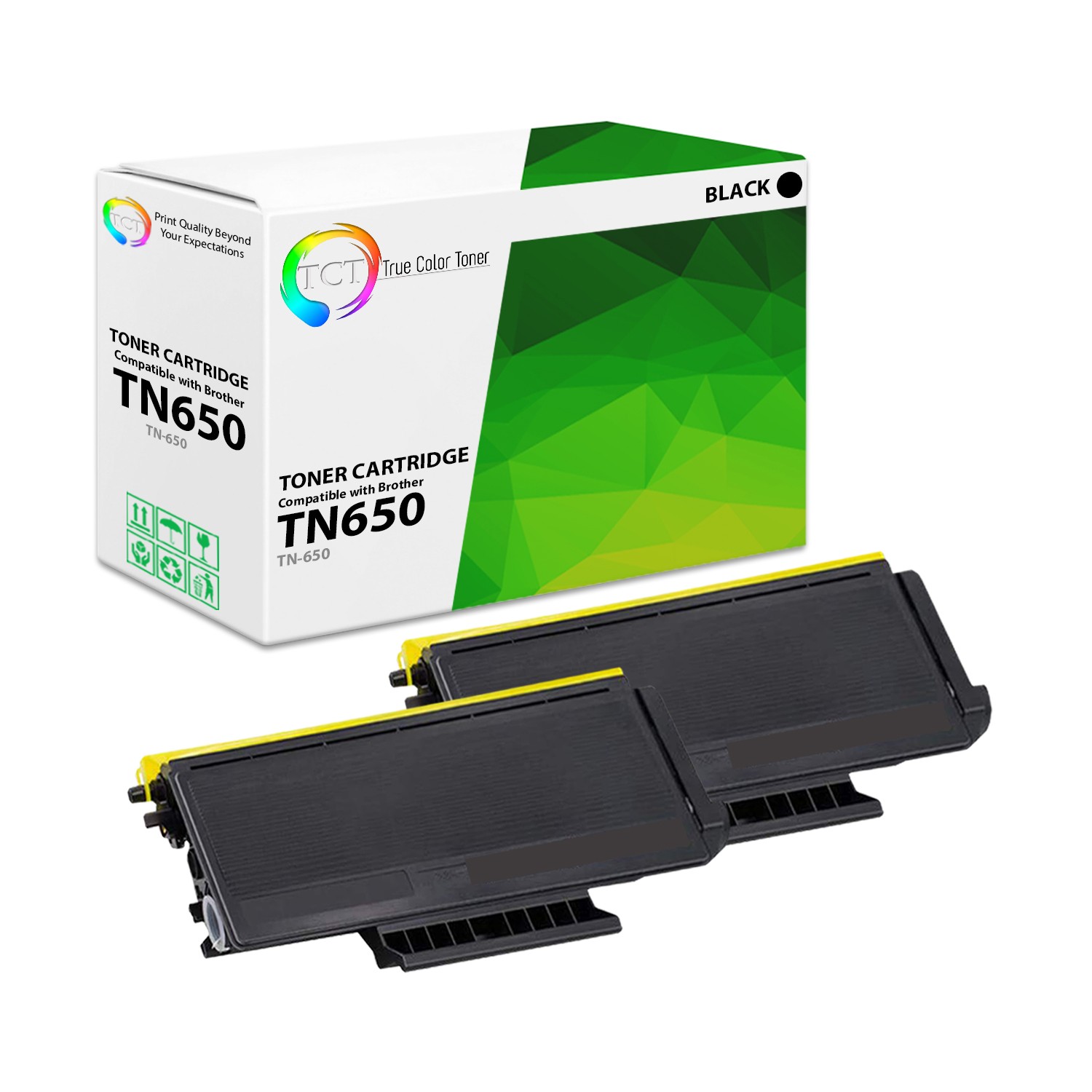TCT 2PK TN650 Black Compatible Toner For Brother HL 5340d 5370dw MFC 8480dn