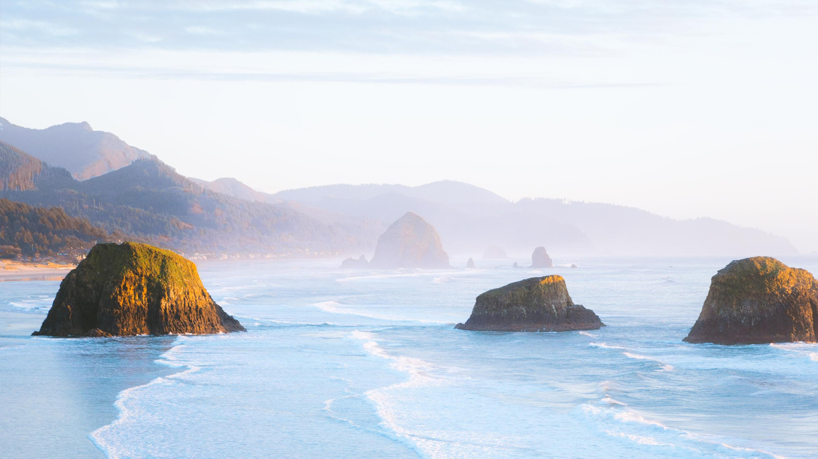 Landscape oregon pacific ocean beach sea rocks mountains Custom Gaming Mat Desk
