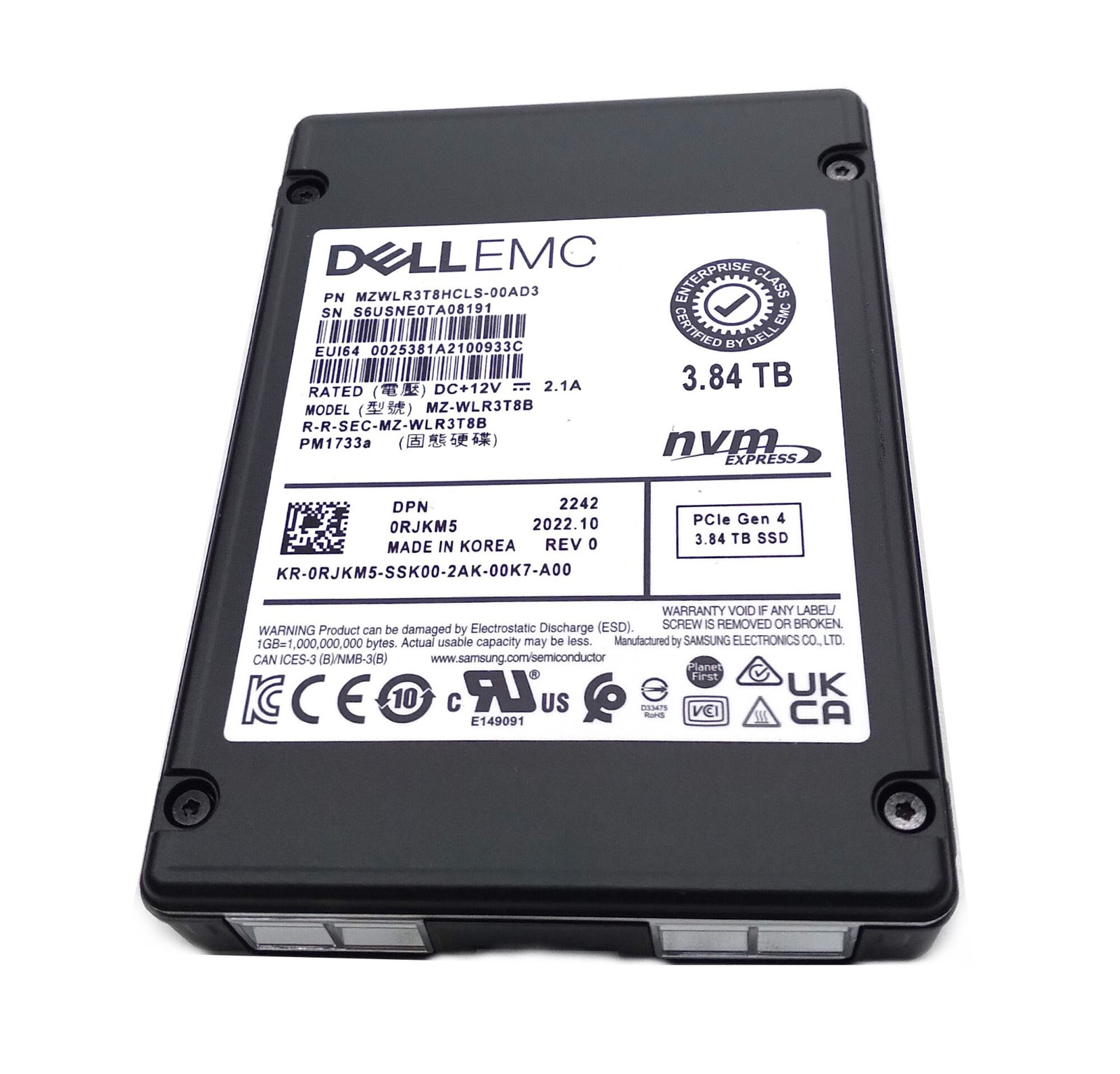 SSD Drives Dell RJKM5 ( HFS6T4GEJVX171N) 3.84TB PCIe Gen4 NVMe Read Intensive