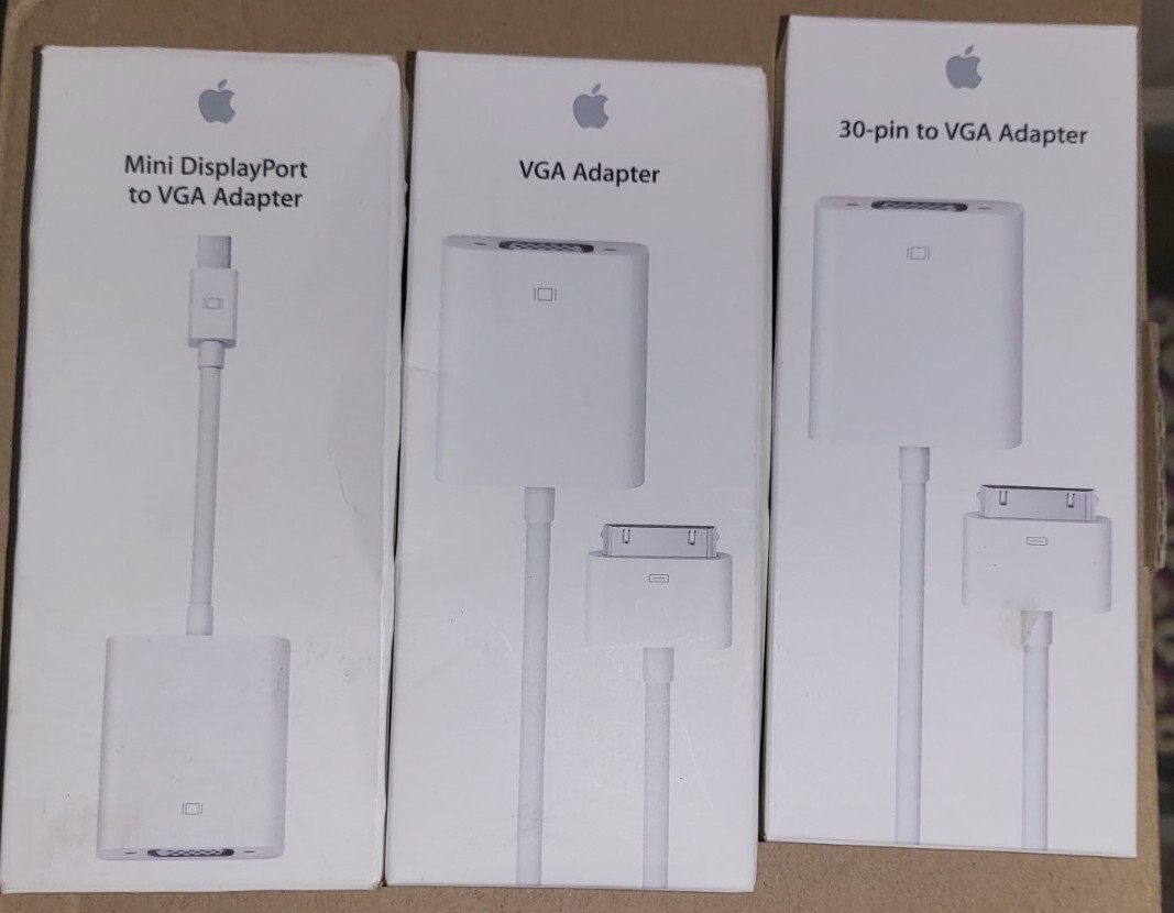 Genuine Apple Mini Display Port to VGA Adapter  lot of 3/ White