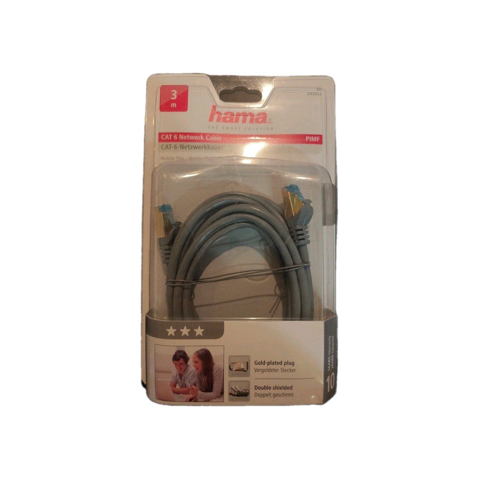 Hama CAT-6 Network Cable Gigabit Speed Internet Lead / LAN Gold Plated Connector 