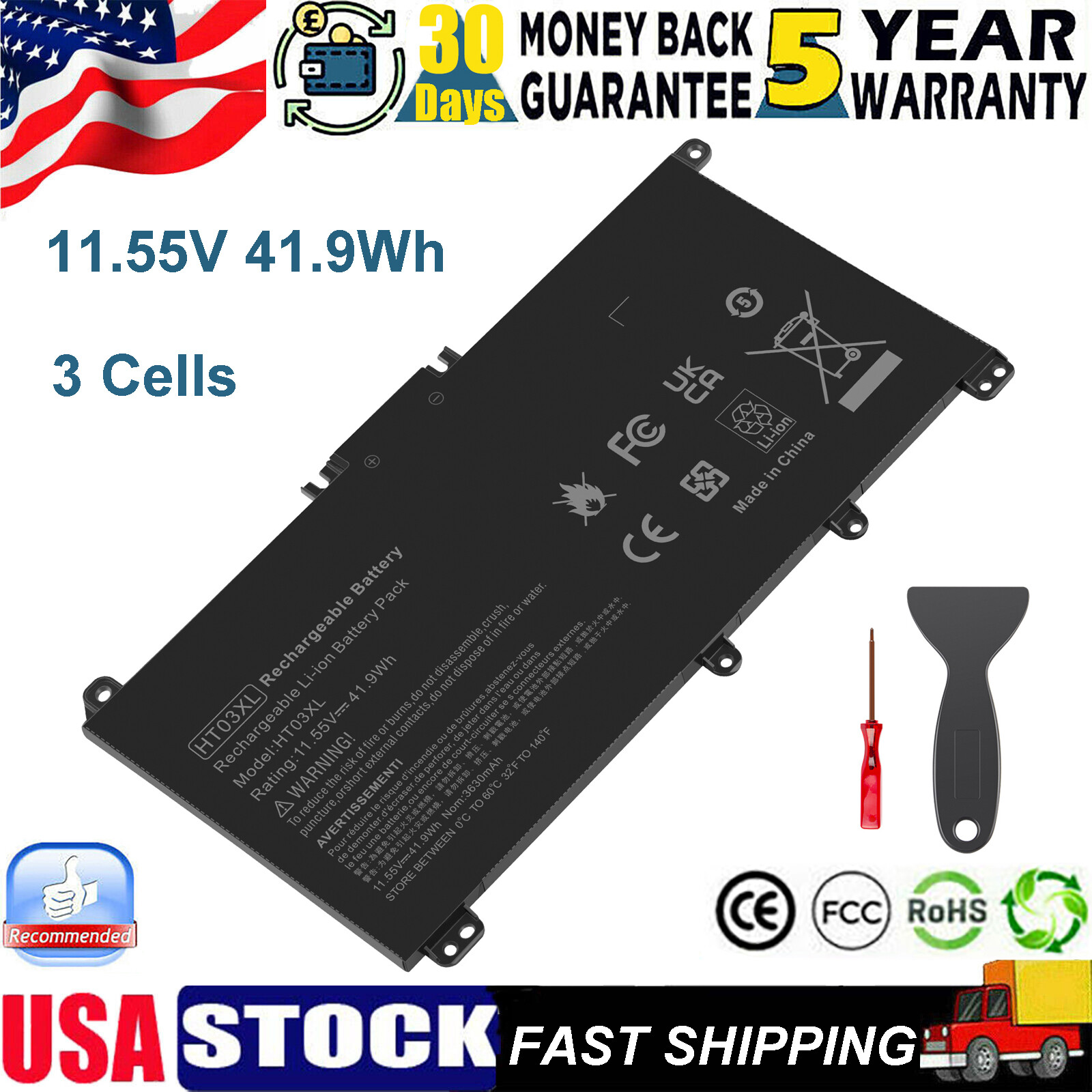 LOT HT03XL Laptop Battery for HP Pavilion 14-CE 15-CS 15-DA 15-DB L11119-855 NEW
