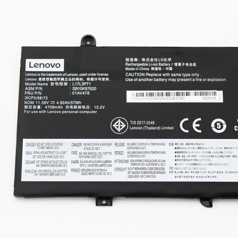 Genuine 57Wh 3-Cell 01AV478 01AV480 Battery For Lenovo ThinkPad T480s Series NEW