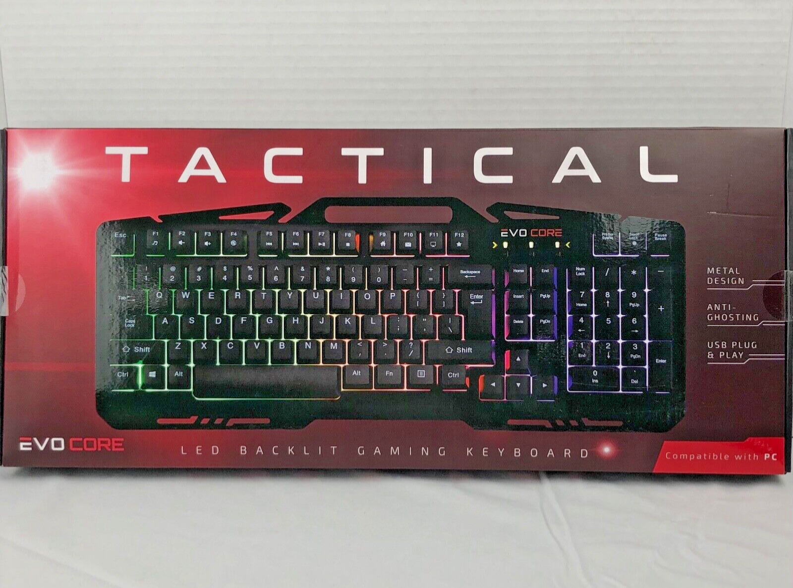 Tactical RGB LED Backlight Gaming Keyboard by Evo Core NEW IN BOX