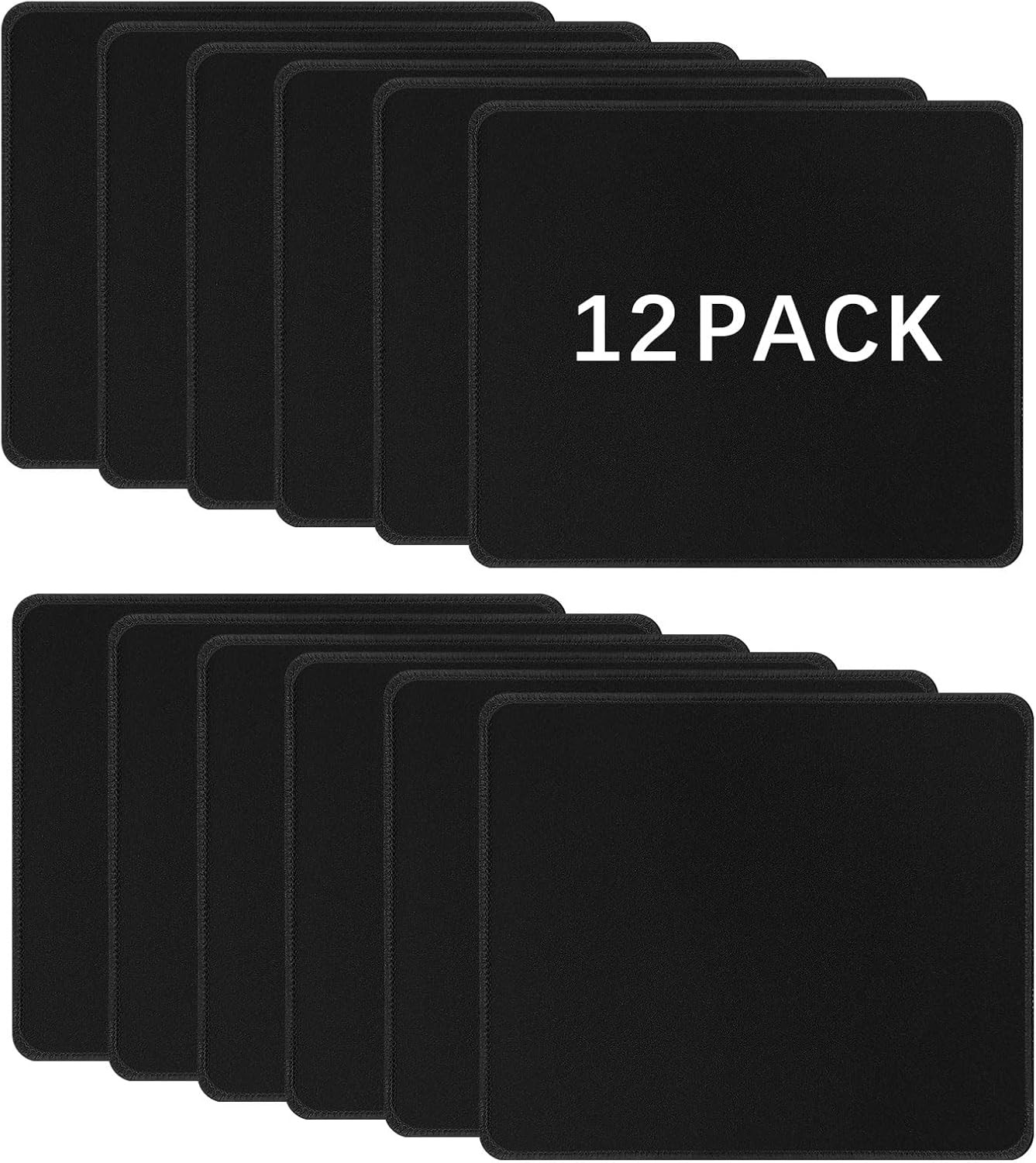 12 Pack Black Mouse pad Bulk with Stitched Edge 12 PCS 12 PCS