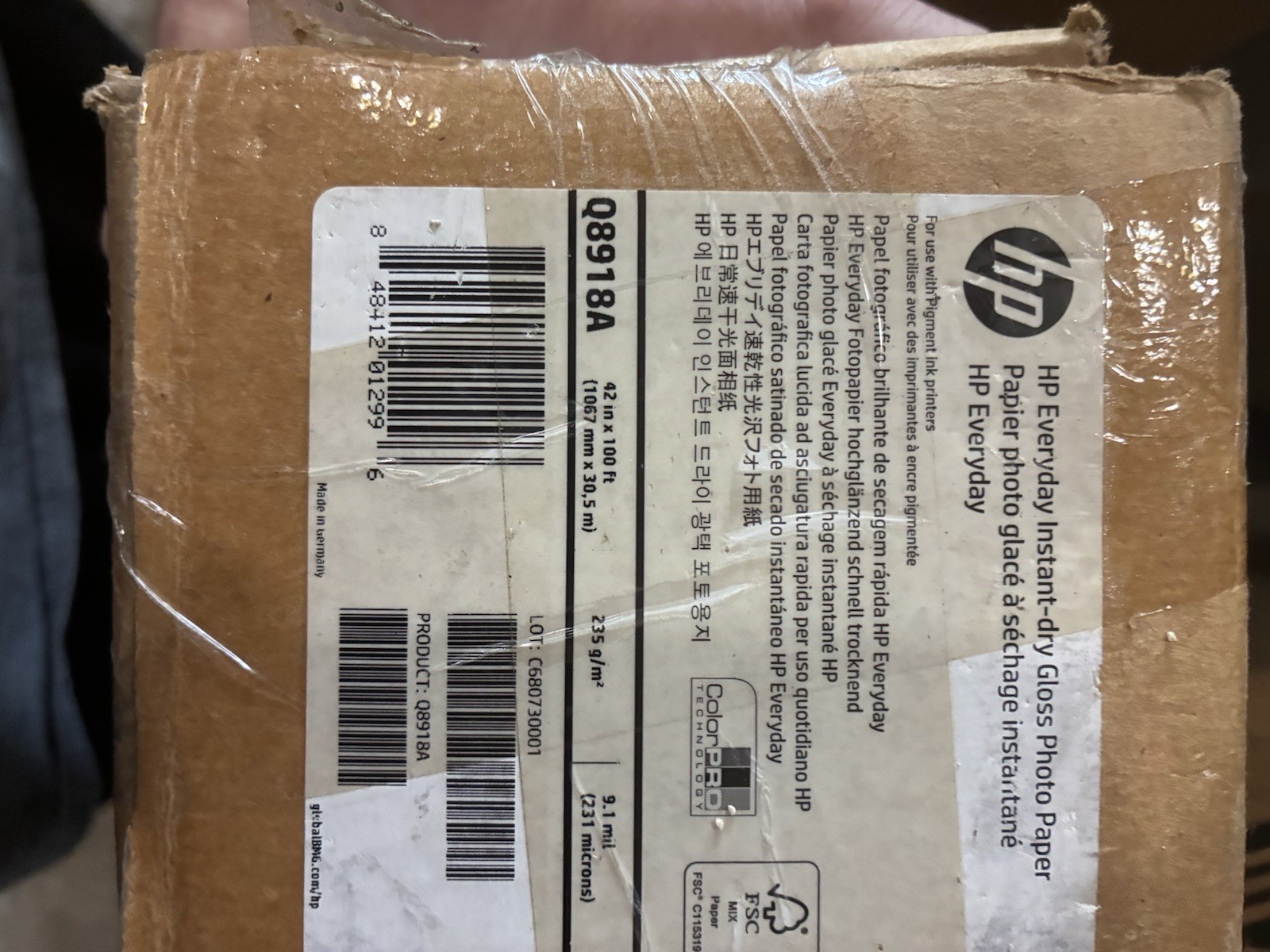 HP Q8918A Everyday Instant-Dry Gloss Photo Paper 42” x 100’ 235gsm Roll
